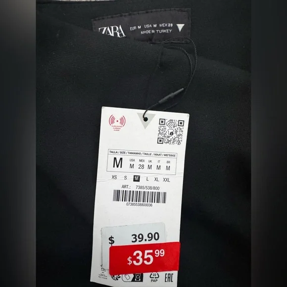 ZARA High Waist Slit Leggings Pants Black Size M NWT - Picture 6 of 7